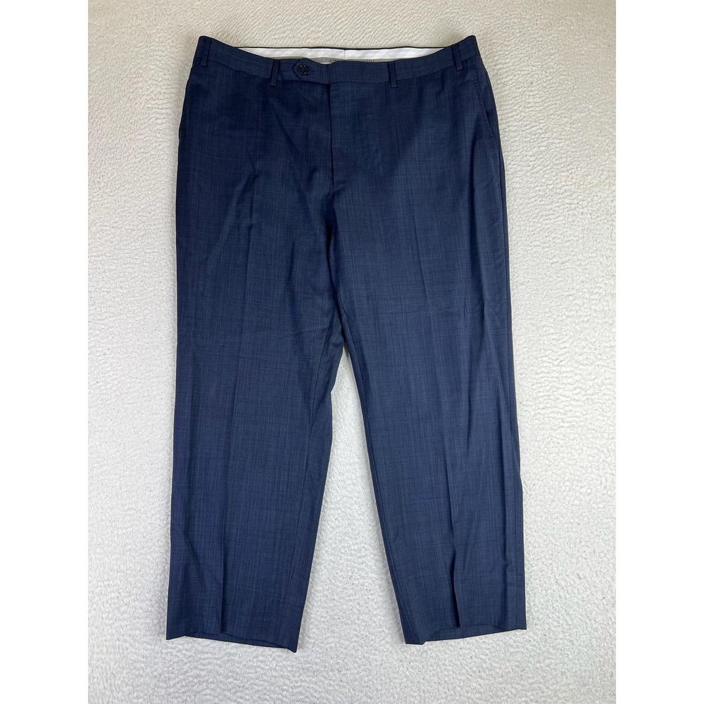Canali Travel Dress Pants Mens 37x26 Blue 100% Wool Straight Flat Front Italy